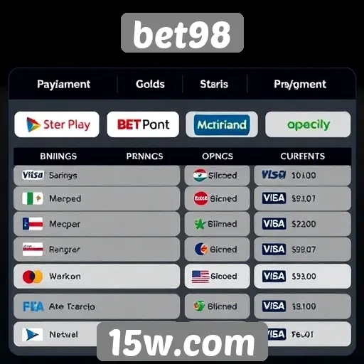 Opcões de pagamento disponíveis na bet98